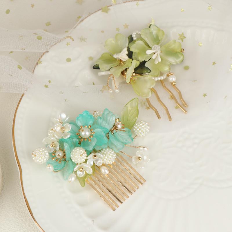 Hanbok Hair Pin - 1Pcs Cool Jade Orchid Flower Hairpin
