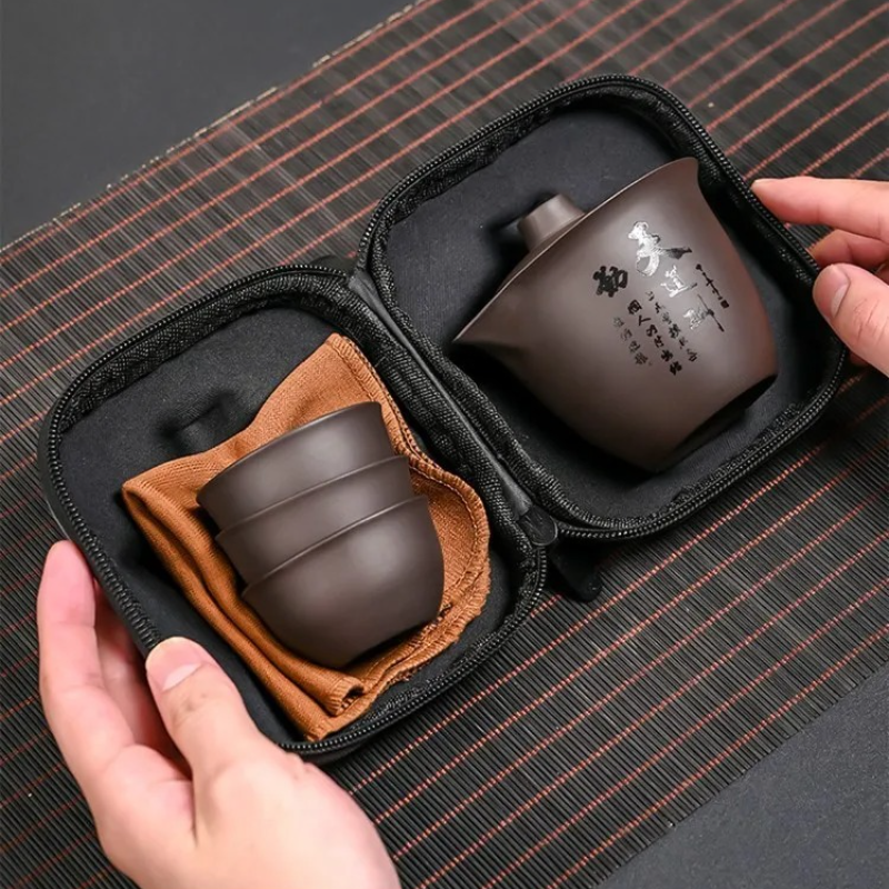 Korean Tea Set - 1 set Portable ZhiShaTeapot Teacup Set