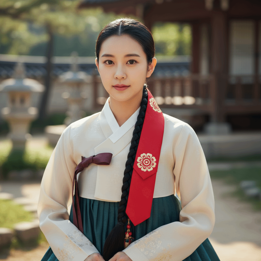 Hanbok Hair Pin - Sweet Flower Korean Headband Ribbon Traditional