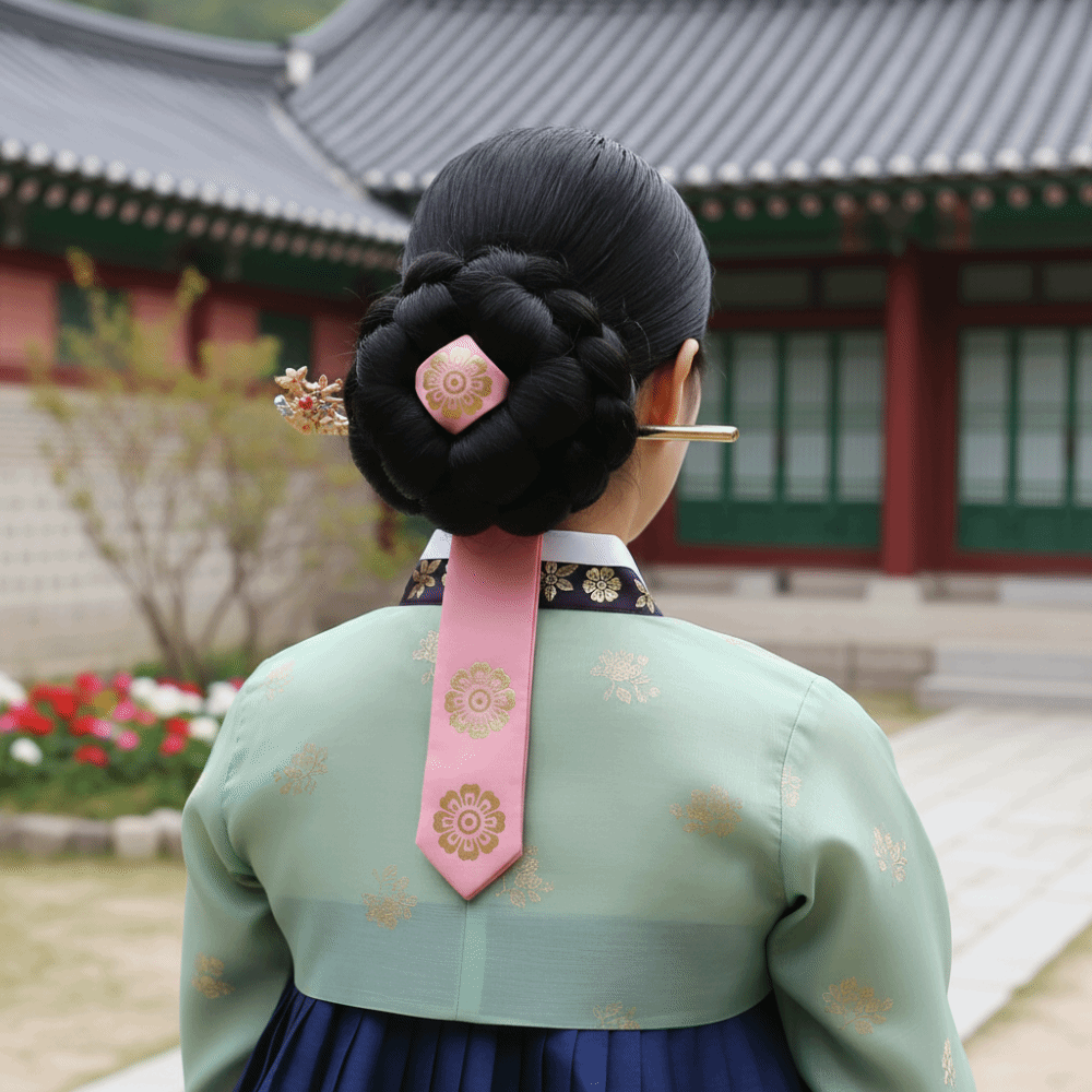 Hanbok Hair Pin - Retro Flower Korean Headband Traditional Court