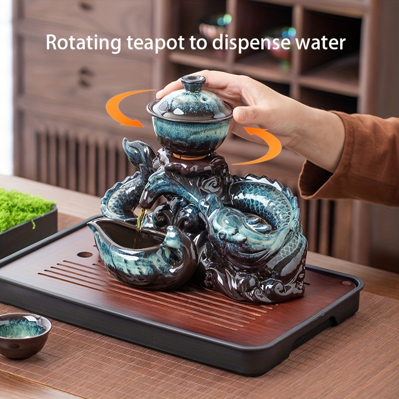 Korean Tea Set - Coiling Dragon Ceramic Teapot Set -
