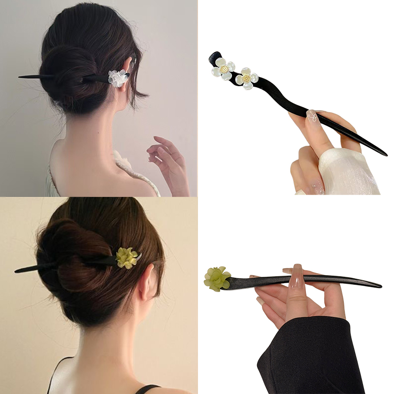 Hanbok Hair Pin - Vintage Chinese Style Wooden Flower Hair