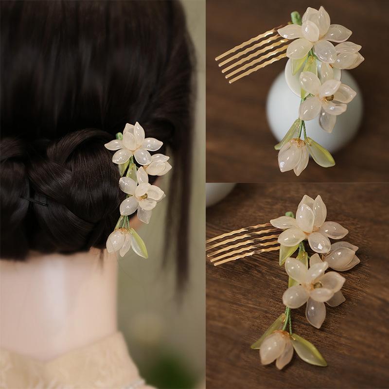 1Pcs Cool Jade Orchid Flower H - огляд і ціна Hanbok Hair Pin