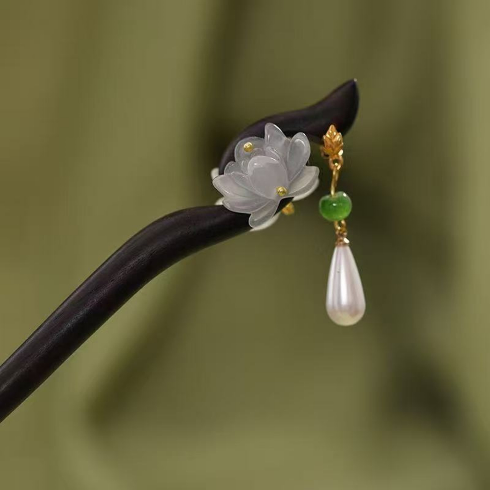 1PC Elegant Lotus Wood Hair St - огляд і ціна Hanbok Hair Pin