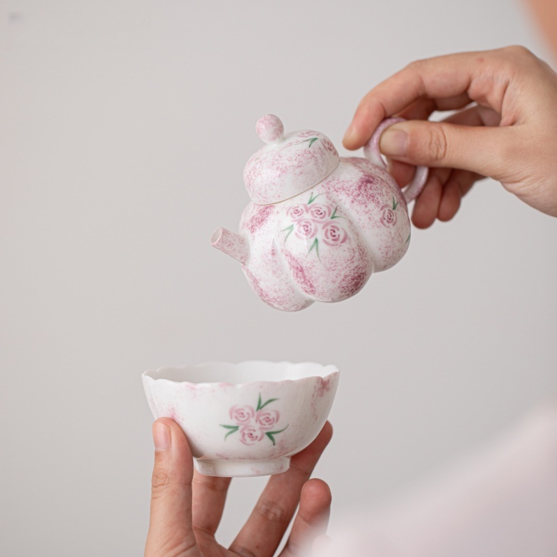 Hand drawn rose ceramic Kung F - огляд і ціна Korean Tea Set
