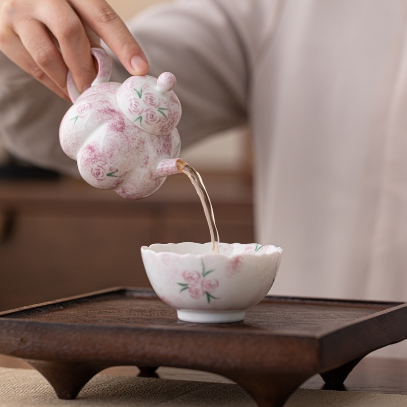 Hand drawn rose ceramic Kung F - огляд і ціна Korean Tea Set
