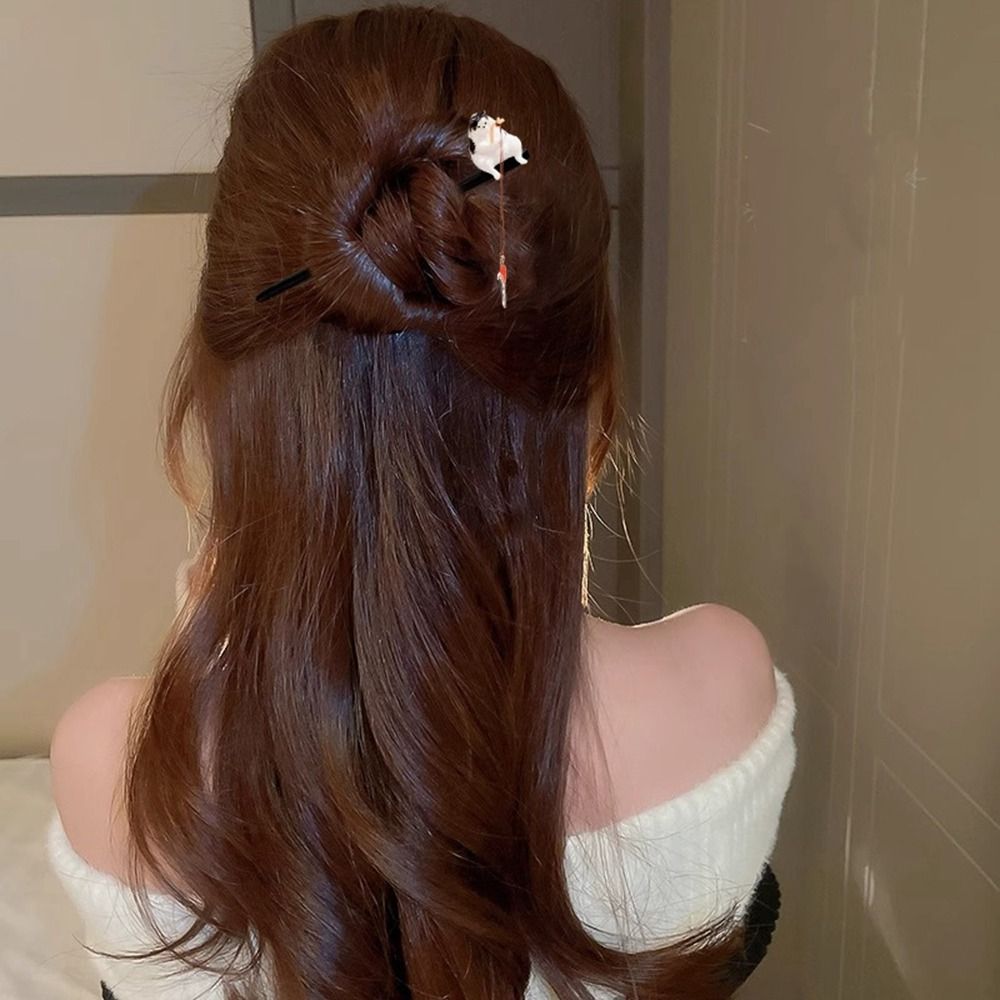 Antique Cat Fishing Wooden Hai - огляд і ціна Hanbok Hair Pin