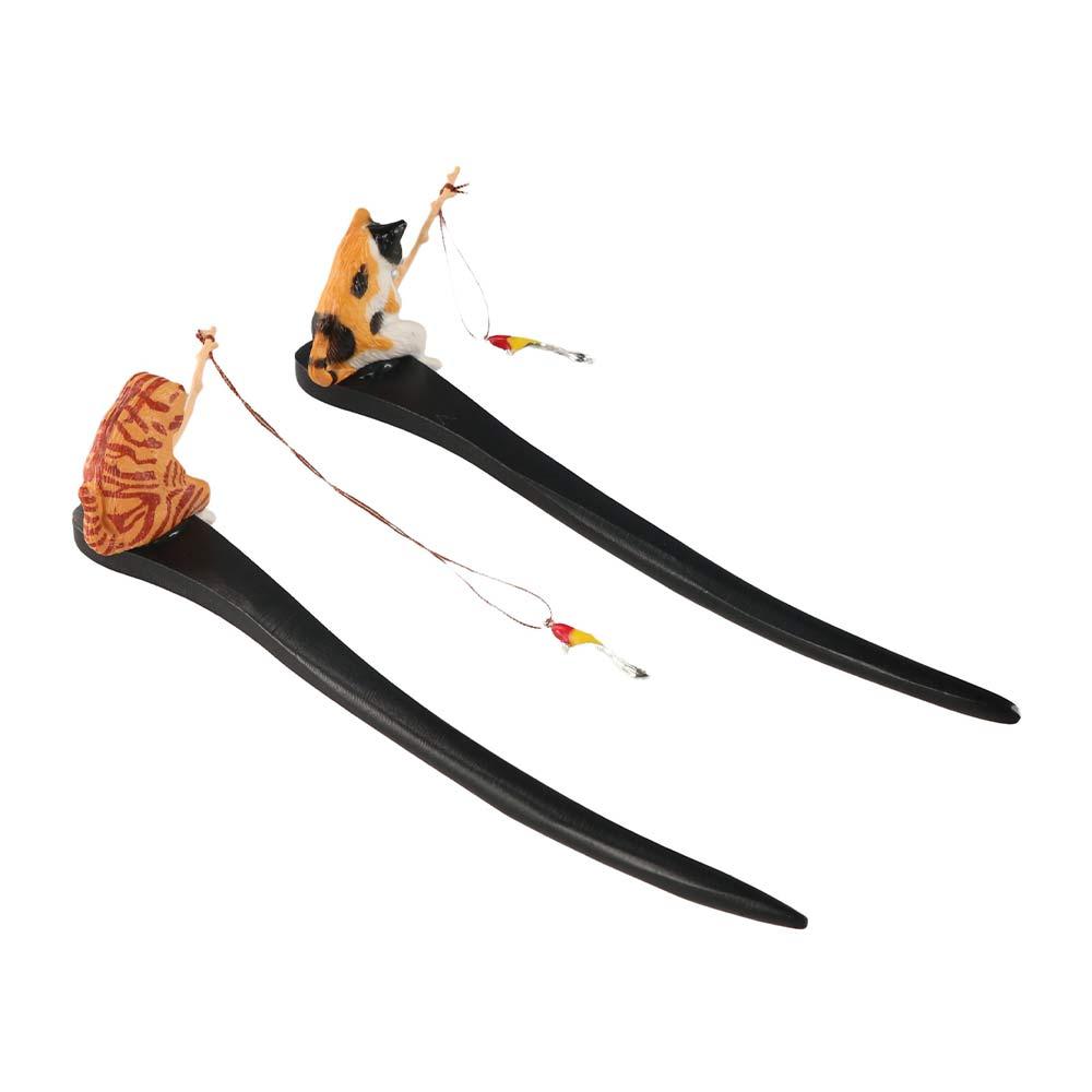 Antique Cat Fishing Wooden Hai - огляд і ціна Hanbok Hair Pin