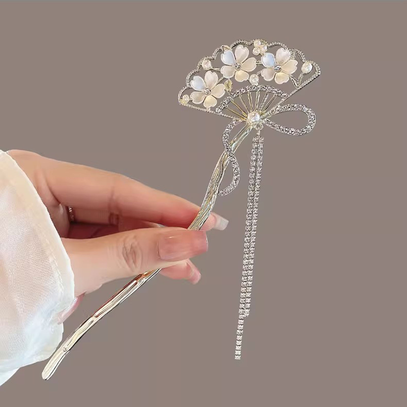 Vintage Flower Fan Shaped Hair - огляд і ціна Hanbok Hair Pin